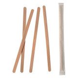 Agitateur en bois emballé individuellement longueur 14 cm - Boîte distributrice de 1000
