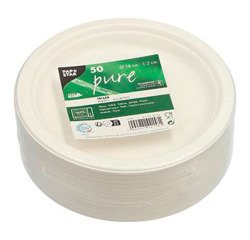 Plate in sugar cane Ø 18 cm, white - Pack of 50