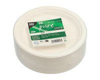 Plate in sugar cane Ø 18 cm, white - Pack of 50