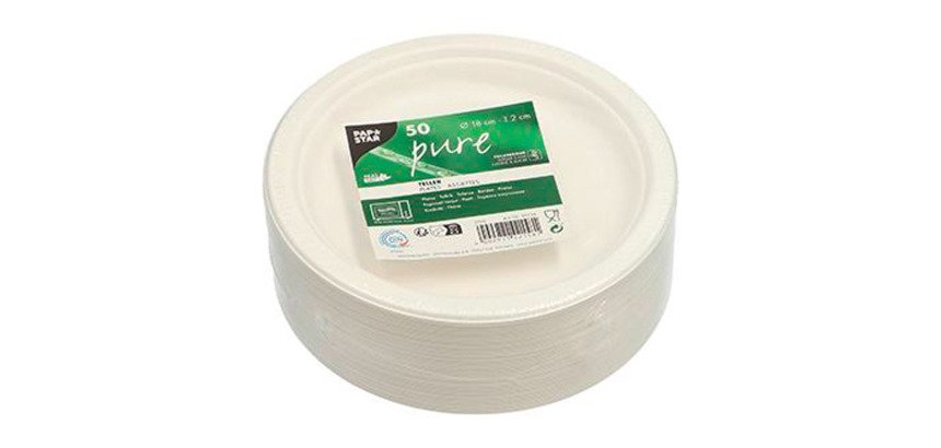 Assiette en canne à sucre Ø 18 cm, blanche - Lot de 50