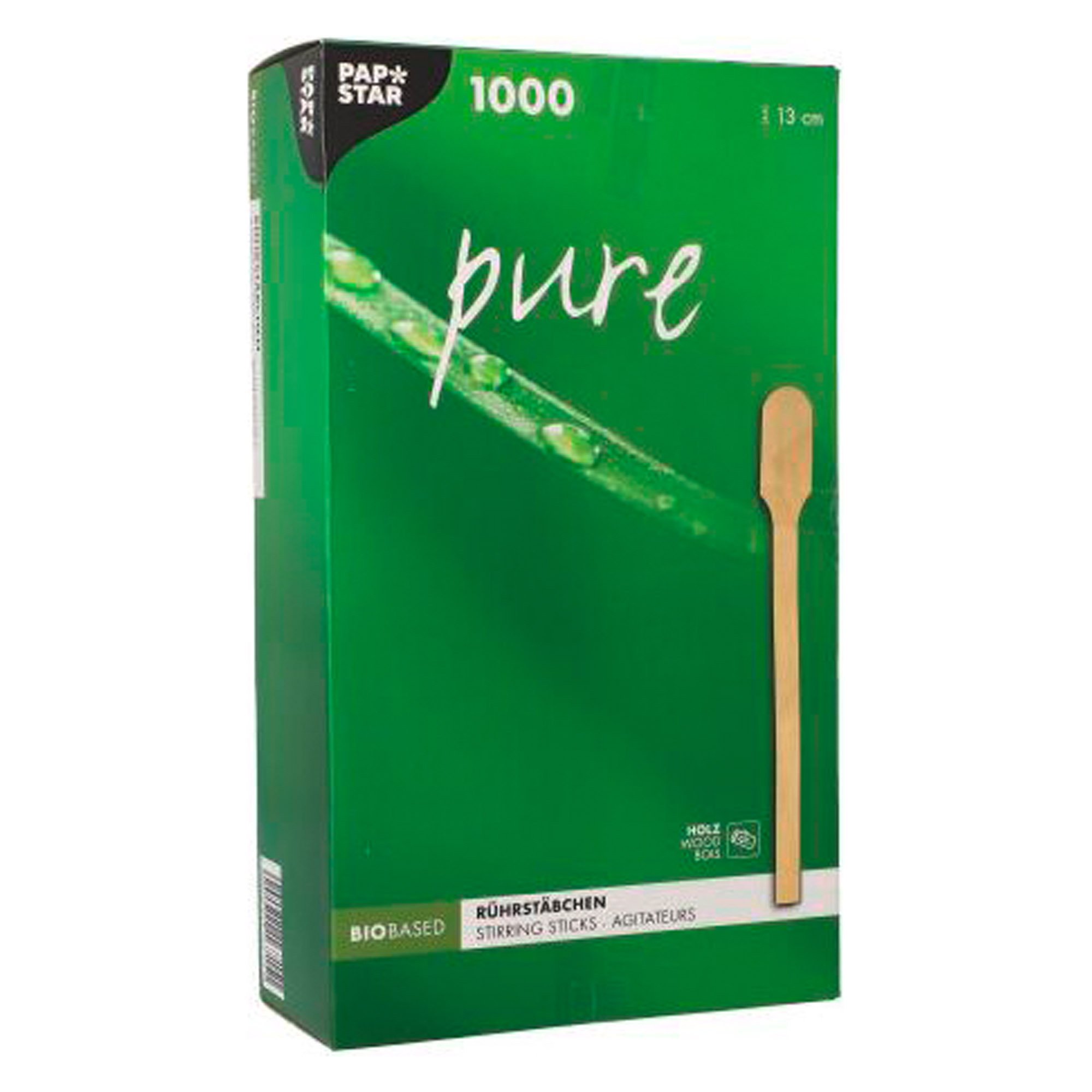 PAPSTAR Lot De 1000 Agitateurs En Bois – Pagaies Naturelles 13 Cm, Idéal Cafés, Cocktails, Glaces & Boissons