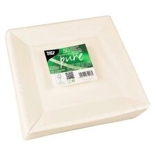 Assiette en carton 22,5 x 22,5 cm, blanche - Lot de 50