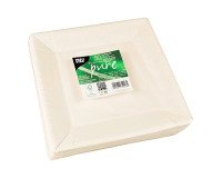 Plate in cardboard 22.5 x 22.5 cm, white - Pack of 50