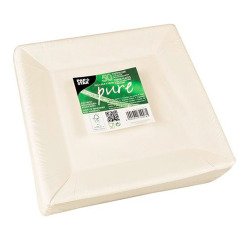 Plate in cardboard 22.5 x 22.5 cm, white - Pack of 50