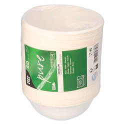 Coupelle en canne à sucre 200 ml, blanche - Lot de 50