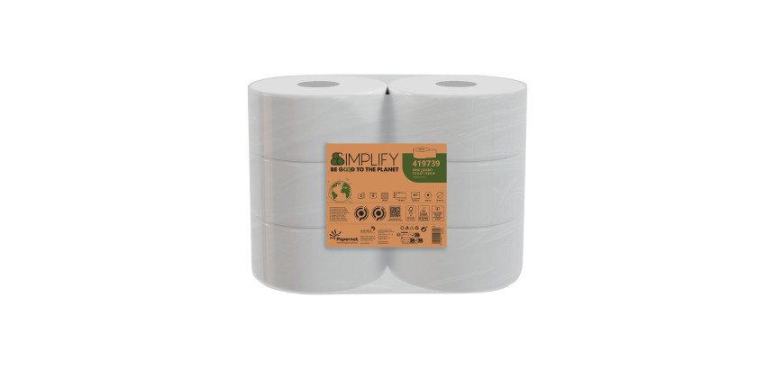 Carta igienica Mini Jumbo Papernet Simplify 2 veli 6 rotoli da 557 strappi