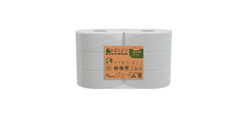 Carta igienica Maxi Jumbo Papernet Simplify 2 veli 6 rotoli da 1305 strappi