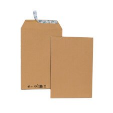 Boîte de 500 pochettes kraft brun C5 162x229 90 g/m² bande de protection