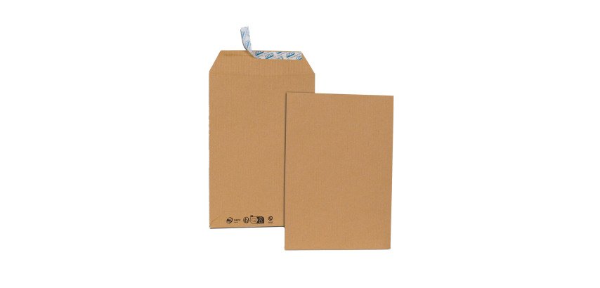 Boîte de 500 pochettes kraft brun C5 162x229 90 g/m² bande de protection