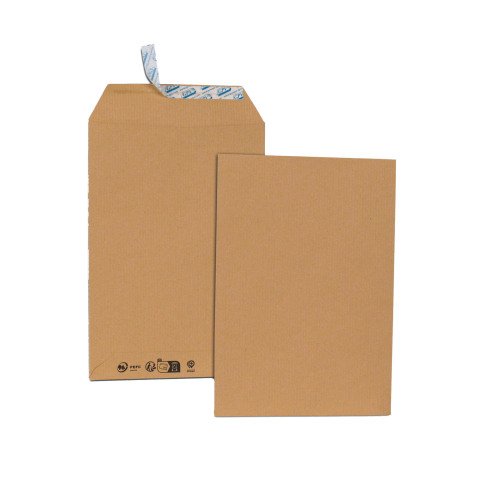 Sobre de papel kraft reciclado marrón 162 x 229 mm (C5) 90 g sin ventana - Caja de 500