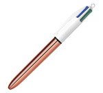 Penna a sfera con 4 colori a scatto BIC 4 Colori Shine Rose Gold fusto metallizzato rosa dorato, 1mm