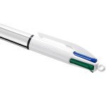 Penna a sfera  a scatto BIC 4 Colori Shine Silver fusto metallizzato argento, 1mm