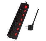 Multiprise Euro, 6 prises, interrupteurs général