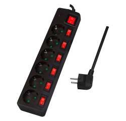 Multiprise Logilink Euro, 6 prises, interrupteurs général