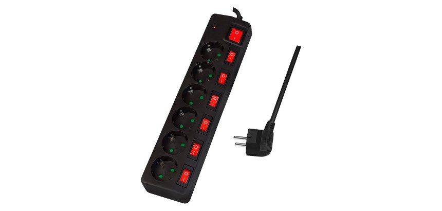 Multiprise Logilink Euro, 6 prises, interrupteurs général