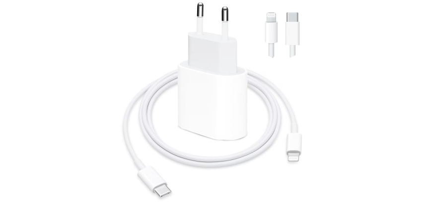 Pack Apple: chargeur rapide + câble 2m Lightning - pour iPhone 14 ou plus ancien
