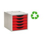 Módulo 5 Cajones Archivotec Ecogreen de Archivo 2000 100% reciclado rojo