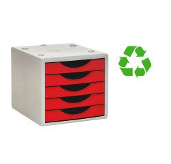 Módulo 5 Cajones Archivotec Ecogreen de Archivo 2000 100% reciclado rojo