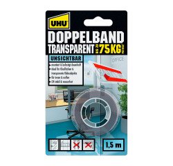 Ruban adhésif de montage double face Uhu Largeur 19 mm x Longueur 1,5 m, transparent