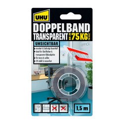 Ruban adhésif de montage double face Uhu Largeur 19 mm x Longueur 1,5 m, transparent