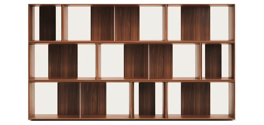 Lot de 9 étagères Litto modulables en placage de bois 202 x 114 cm