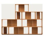 Lot de 9 étagères Litto modulables en placage de bois 202 x 114 cm