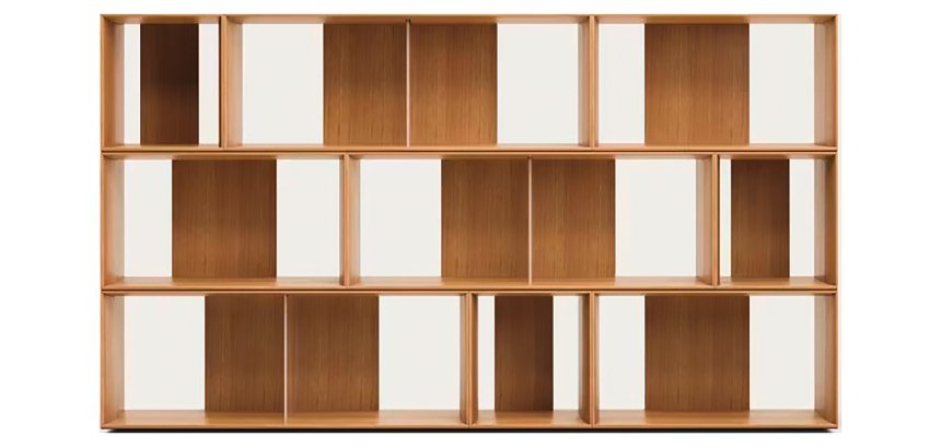 Lot de 9 étagères Litto modulables en placage de bois 202 x 114 cm