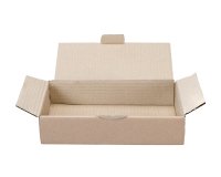 Briefkasten aus einfacher Welligkeit, braunes Kraftpapier, H 5,4 x B 24 x T 18 cm.