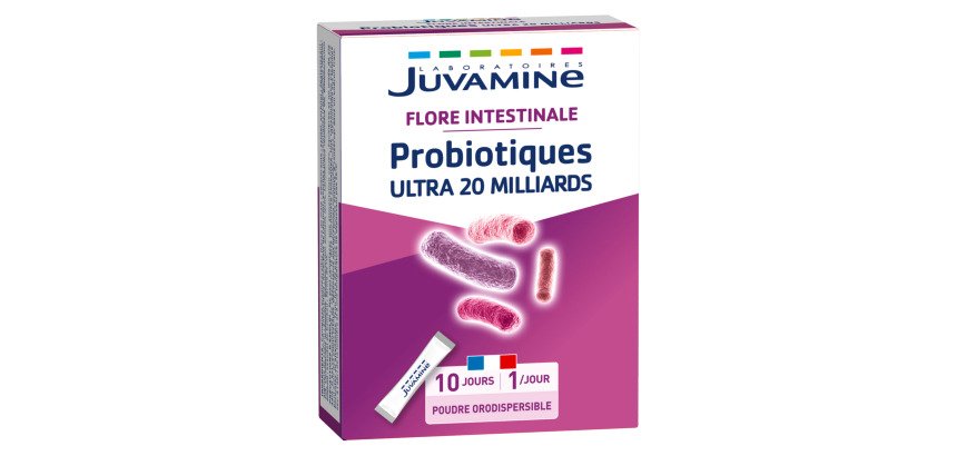 Complément alimentaire Juvamine Probiotiques Ultra 20 milliards - Boîte de 10 sticks