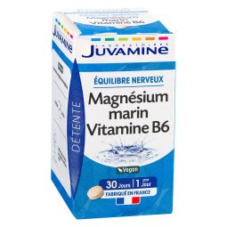 Complément alimentaire Juvamine Magnésium marin Vitamine B6 - Boîte de 30 comprimés