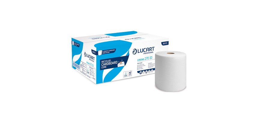Rouleau d'essuie-mains Lucart Strong 270 Identity simple épaisseur 270 m - Carton de 6