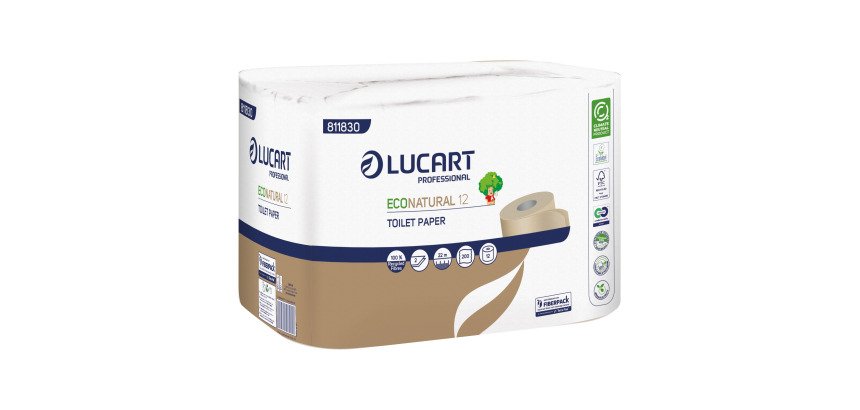 Papier toilette double épaisseur EcoNatural Lucart - 96 rouleaux de 200 feuilles