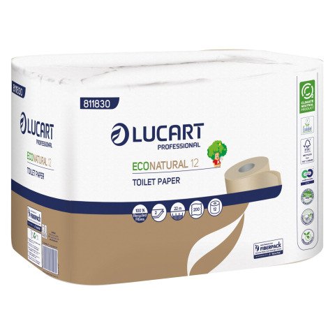 Papel higiénico de doble capa EcoNatural Lucart - 96 rollos de 200 hojas