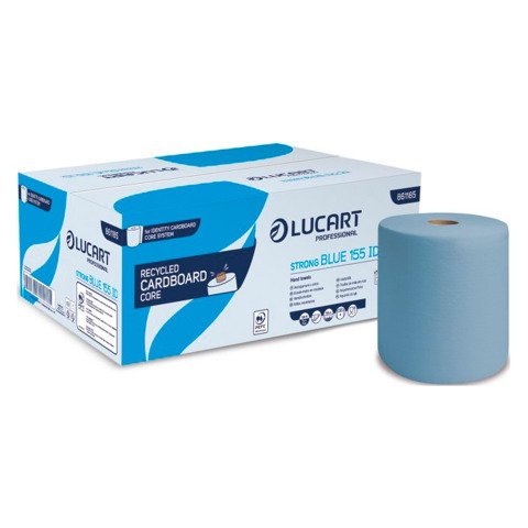 Rollo de papel secamanos Lucart Strong Blue 155 Identity doble capa 155 m - Caja de 6
