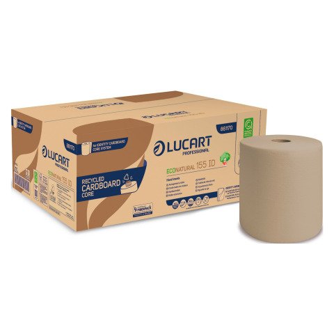 Rollo de toallas de papel Lucart EcoNatural 155 de doble capa 155 m - Caja de 6