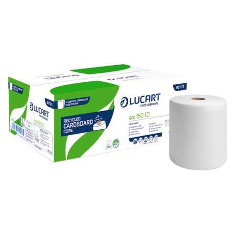 Rollo de papel secamanos Lucart ECO 150 Identity de doble capa 150 m - Caja de 6