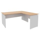 Angle desk Intuitiv with single extension L 160 x D 160 cm oak with white undercarriage