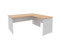 Angle desk Intuitiv with single extension L 160 x D 160 cm oak with white undercarriage
