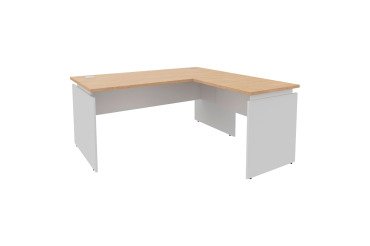 Angle desk Intuitiv with single extension L 160 x D 160 cm oak with white undercarriage