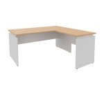 Bureau d'angle Ineo avec retour simple positionnable droite/gauche L160 x P160 cm chêne piètement blanc
