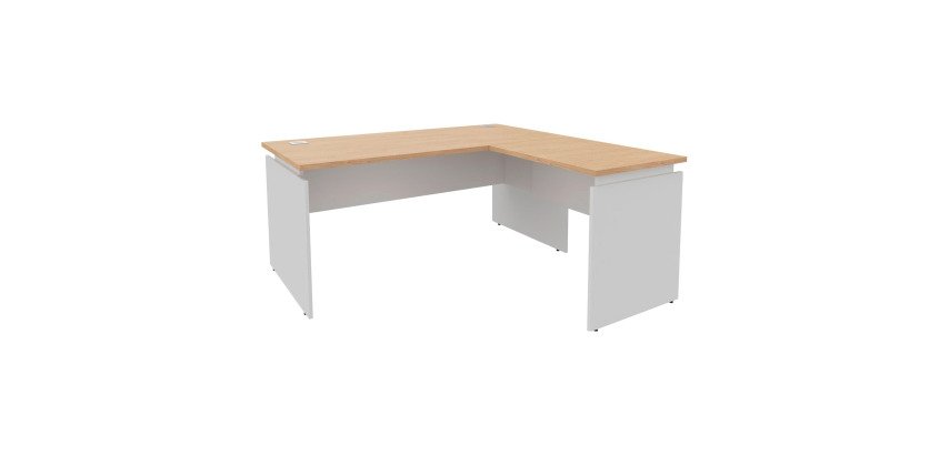 Angle desk Intuitiv with single extension L 160 x D 160 cm oak with white undercarriage