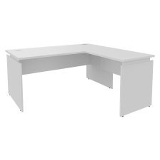 Bureau d'angle Intuitiv réglable en hauteur avec retour simple positionnable droite/gauche L160 x P160 cm blanc piètement blanc