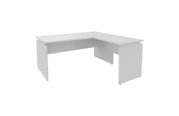Bureau d'angle Intuitiv réglable en hauteur avec retour simple positionnable droite/gauche L160 x P160 cm blanc piètement blanc
