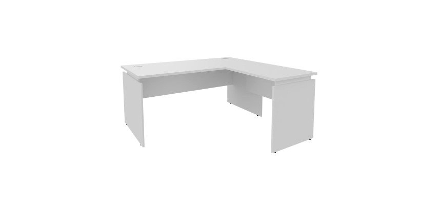 Bureau d'angle Intuitiv réglable en hauteur avec retour simple positionnable droite/gauche L160 x P160 cm blanc