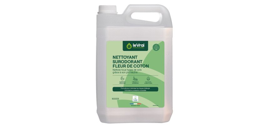 Nettoyant Surodorant concentré Fleur de coton Le Vrai Professionnel - Bidon de 5 L