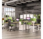 Büro-Sitz-Steh-Schreibtisch Ergosup Premium mit Positionsgedächtnis Weißes Fußgestell L 120 cm