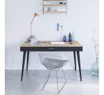 Bureau Horizon chêne clair 134 x 59 cm piètement bois massif avec tiroir