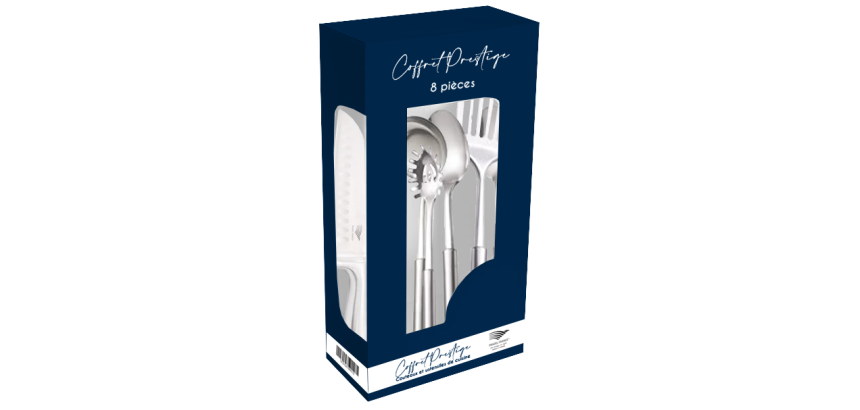 Pradel France Prestige-Set für Messer und Edelstahl-Küchenutensilien, 8-teilig