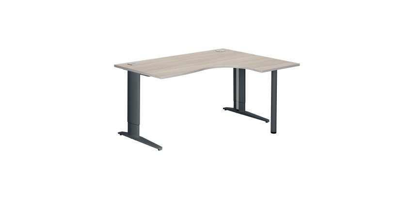 Scrivania excellens rovere grigio 160 cm con angolare integrato destro e gambe regolabili antracite