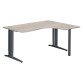 Bureau compact chêne gris L 160 cm retour à droite piètement L réglable métal Plus Essens